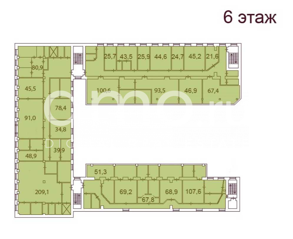 Планировка офиса 1979 м², 6 этаж, БЦ «Сенатор на 7-й В.О. линии»